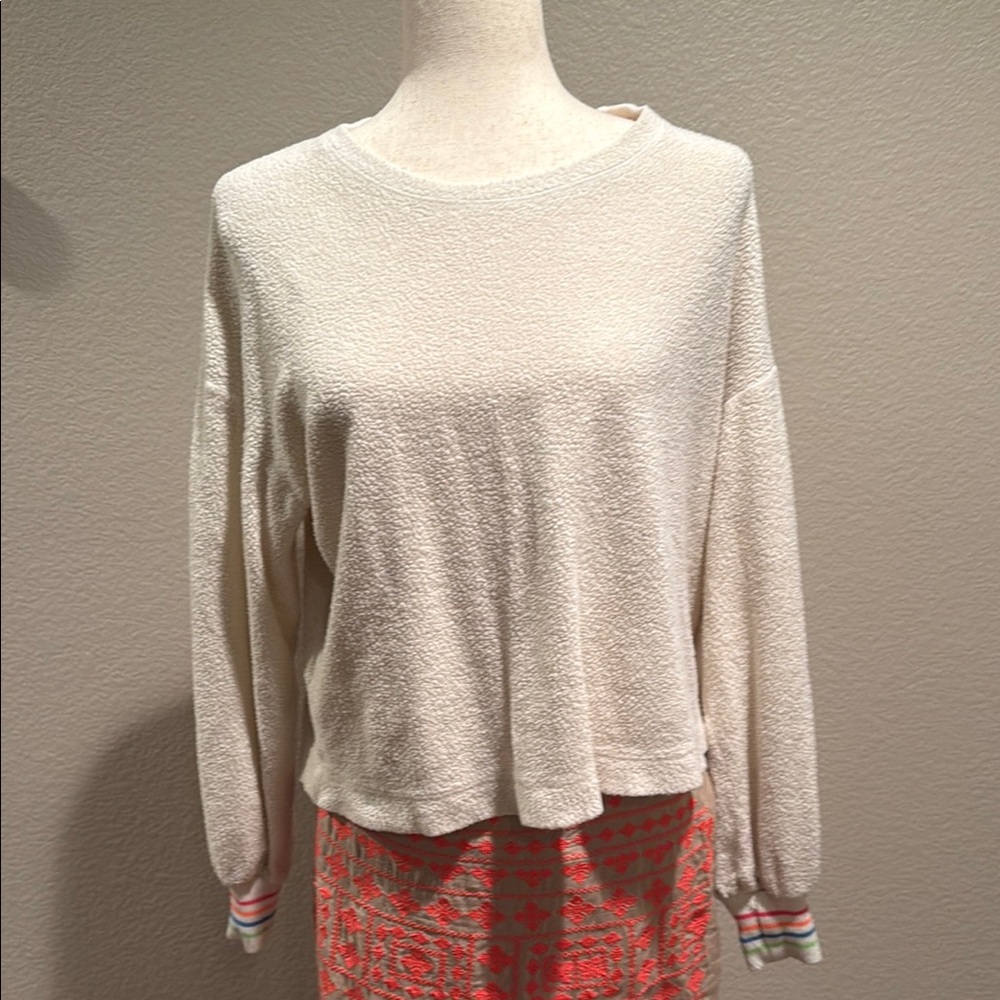 Sundry Cream Crew Neck Sweater Relaxed Fit